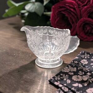 New Martinsville Depression Glass Creamer, Vintage‎ Replacement, Etched Pitcher